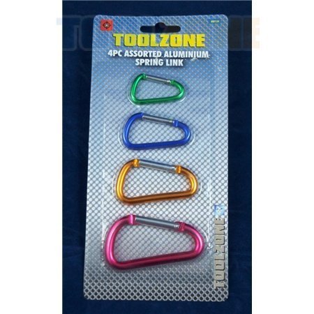 Toolzone Assortiment de 4 pièces aluminium clips à ressort/mousqueton 5055143915839 (5055143915839)
