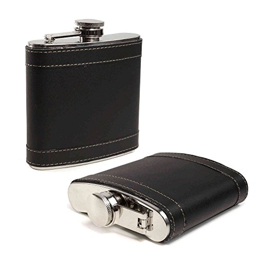 e-volve E-Volve Modern Style Hip flask Flasque Alcool - 6 oz - stainless steel - Cuir veritable traditionel Noir 5055261810450 (5055261810450)