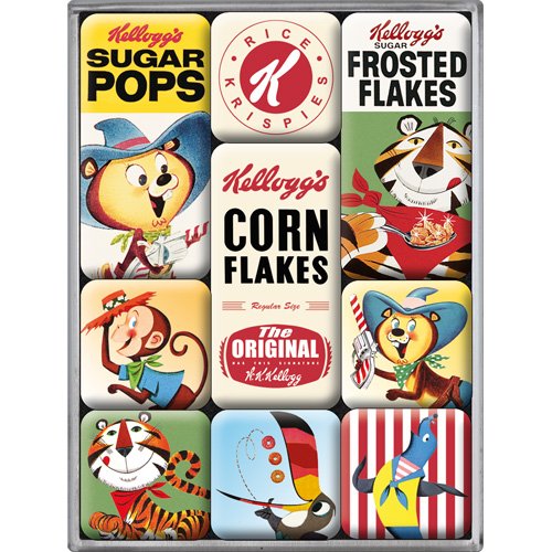 Ensemble de 9 magnets personnages Kellogg's