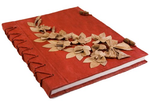 Livre d'or Fleur en Écorce Rouge naturelle fait...