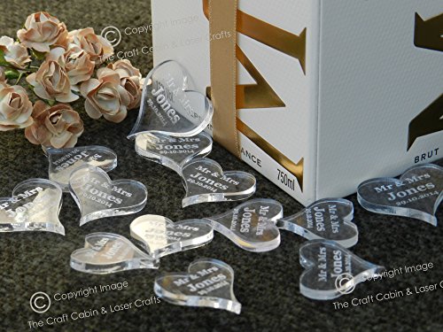 100 Coeurs - 25 mm-Transparent-personnalisés, c...