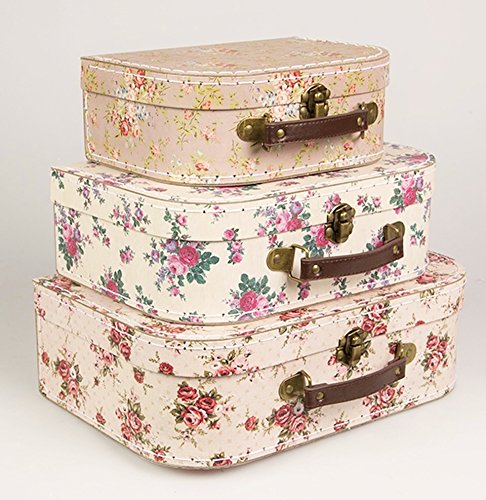 Lot de 3 valises de rangement vintage Rose