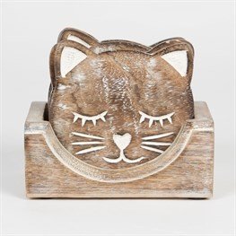 Sc099 lot de 6 sous-verres en bois en forme de ...