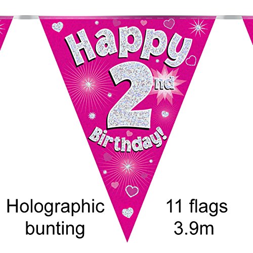 Banderoles 11 fanions « Happy 2 nd Birthday » R...