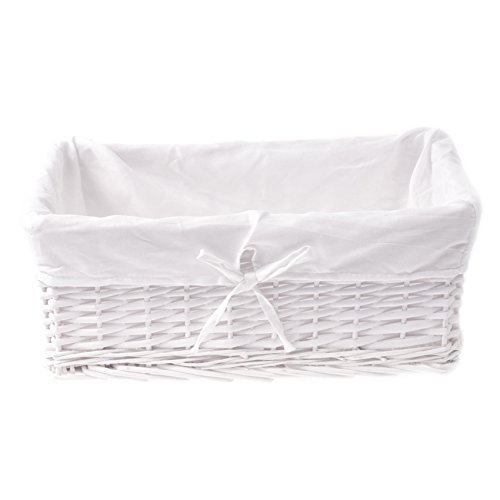Zohula Blanc wicker panier de rangement avec coton blanc naturel doublure (grand) 5055375626404 (5055375626404)