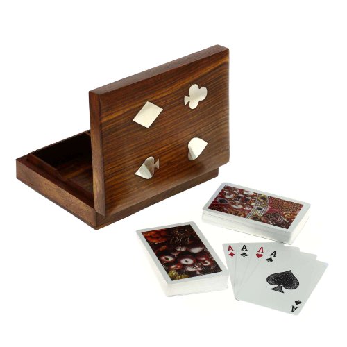 Boîte en bois affaire Double jeu de cartes mis ...