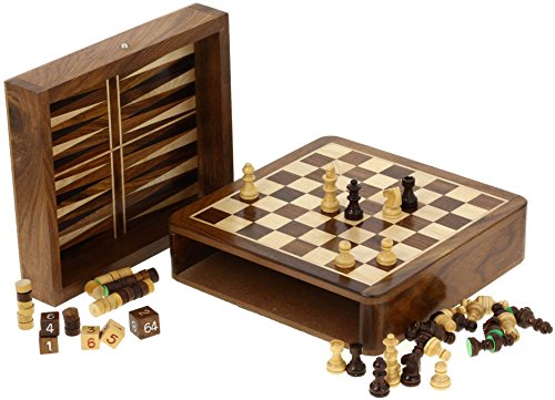 Backgammon et jeu d'échecs - Boîte de jeux en b...