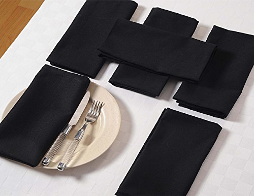 Noir Serviettes Set de 6; Linge de table de cot...