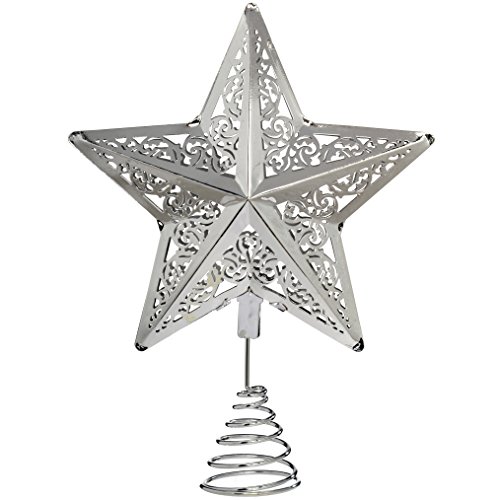 WeRChristmas Décoration star décoration de dessus de sapin de noël, en plastique, argent, 30 cm 5055396930061 (5055396930061)