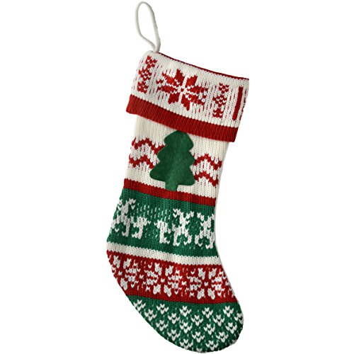 WeRChristmas Chaussette de noël décoration, tissu, rouge/vert/multicolore, 51 cm 5055396984064 (5055396984064)