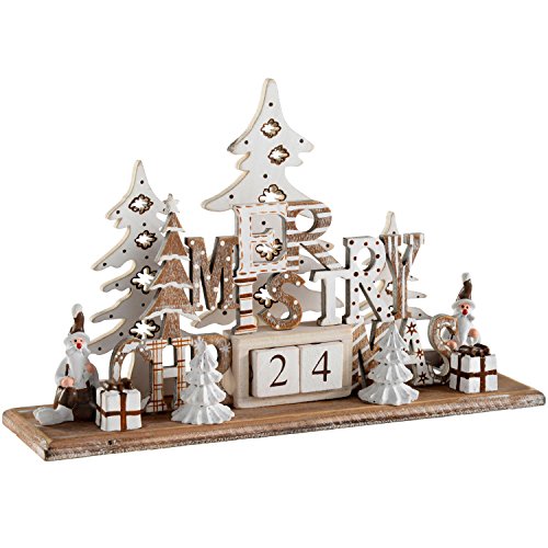WeRChristmas Décoration de noël calendrier de l'avent, bois, multicolore, 21 cm 5055396984439 (5055396984439)