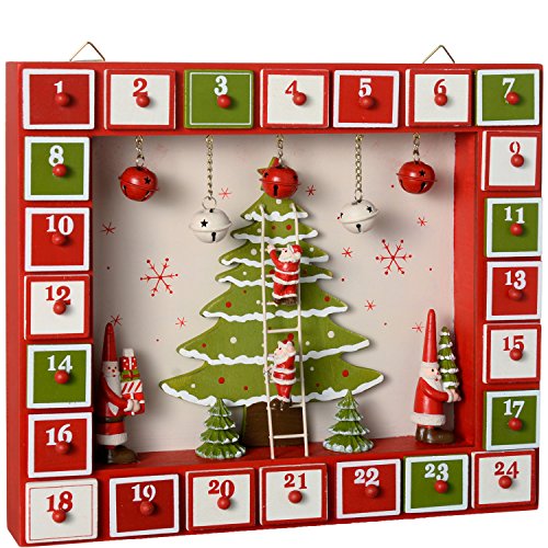 WeRChristmas Décoration de noël arbre de noël décoration scène calendrier de l'avent maison, multicolore, 27 cm 5055396984552 (5055396984552)