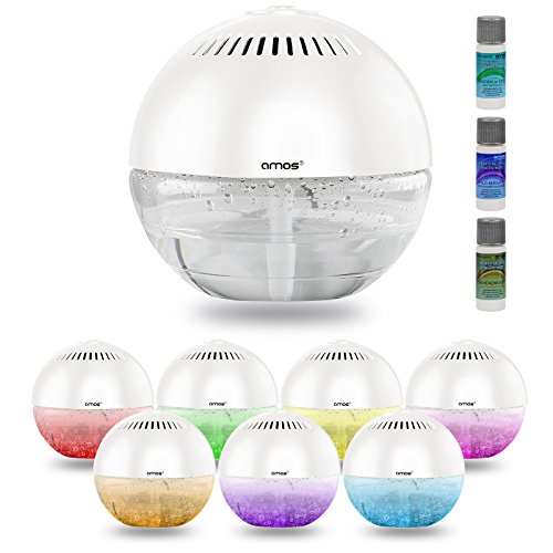 Amos AMOS Purificateur Nettoyeur Ioniseur Revitalisant d'Air avec Lumière LED à Couleurs Changeante et 3 x 10ml Parfums ArÃ'mes Essences (Blanc) code EAN 5055402120820 