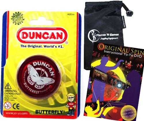 Duncan BUTTERFLY YoYo (Rouge) Qualité Yo Yo Pour les débutants + Original Spin YoYo Tricks DVD (75 Trucs pour apprendre, en anglais) + Flames N Games Sac de Voyage! Yo-Yo pour les enfants et les adultes! 5055406383504 Flames N Games YoYo 's Duncan BUTTERFLY YoYo (Rouge) Qualité Yo Yo Pour les débutants + Original Spin YoYo Tricks DVD (75 Trucs pour apprendre, en anglais) + Flames N Games Sac de Voyage! Yo-Yo pour les enfants et les adultes! 5055406383504 Flames N Games YoYo 's