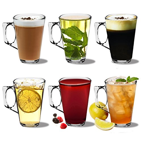 Coffret de 6 mugs en verre pour thé ou café 250...