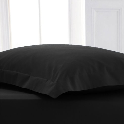 Drap plat Easy Care - polycoton - Noir, 2 perso...