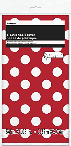 Nappe rouge à pois blanc plastique 137 x 274 cm...