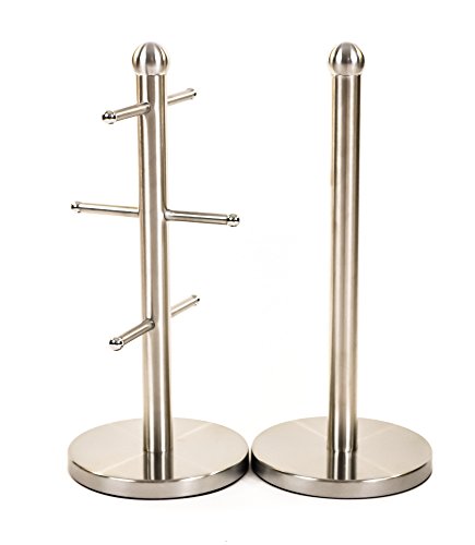 SQ Professional Quartz Argenté métallique Arbre à tasses et porte-rouleau essuie-tout avec support code EAN 5055490620066 