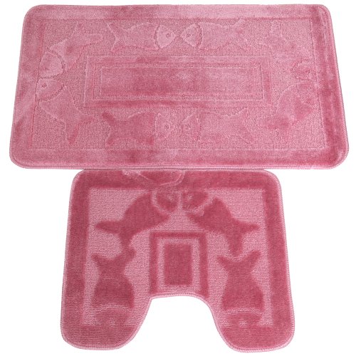 Ensemble tapis de bain et tapis de contour WC à...