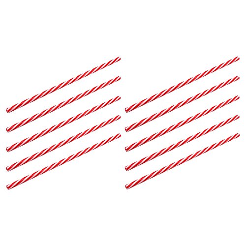 Pailles à boire en plastique à rayures rouges d...