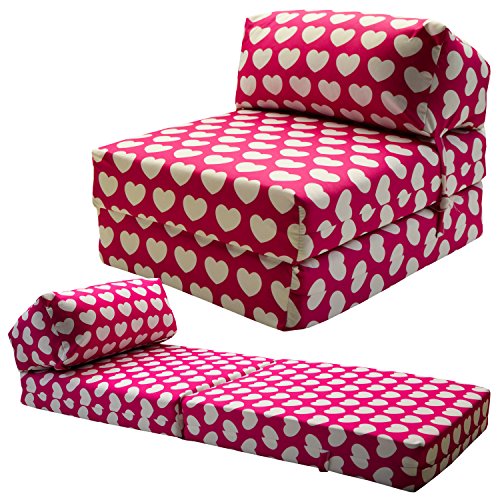 JAZZ CHAIRBED - PINK HEARTS Kids Deluxe Single ...