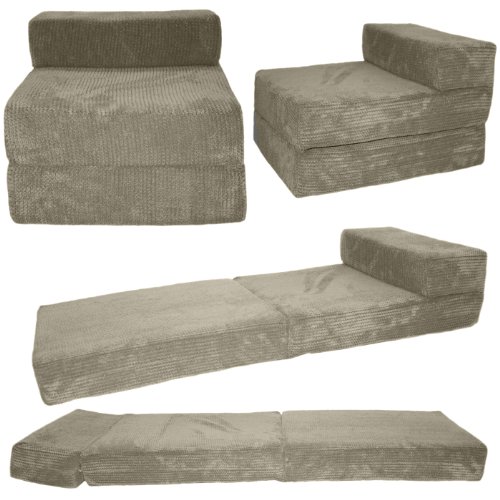 Gilda Chair bed Gilda ® Soft & douillet en velours côtelé gris chauffeuse standard fauteuil démontable canapé-fauteuil-lit futon lit 5055513092641 (5055513092641)