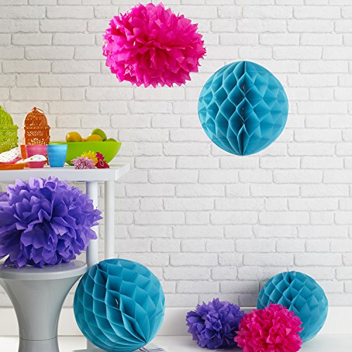 Assortiment de 9 Pompons et Boules Alvéolées Fu...
