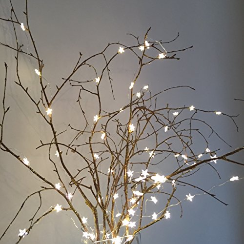 Branche Lumineuse Etoiles avec 84 Micro LED Bla...
