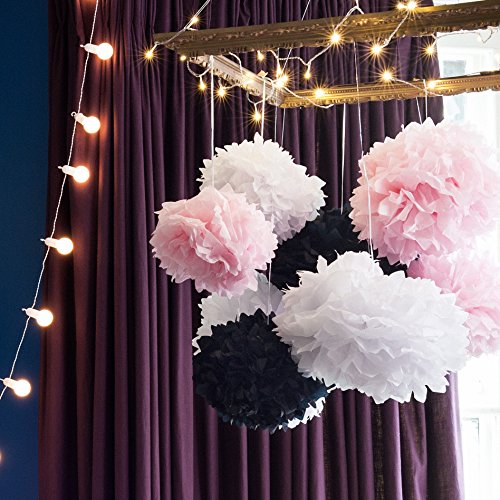 Assortiment de 9 Pompons Roses, Blancs et Noirs...