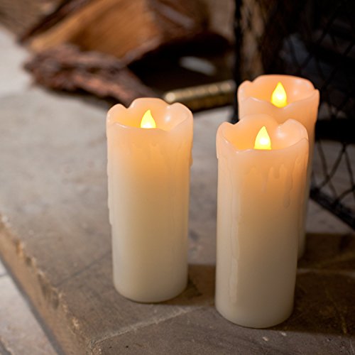 Lot de 3 Bougies Fines LED à Piles en Cire Véri...