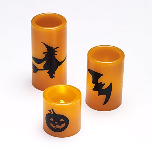 Assortiment de 3 Bougies LED Halloween Noires e...