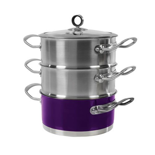 Cuiseur vapeur 3 étages 18 cm (prune)