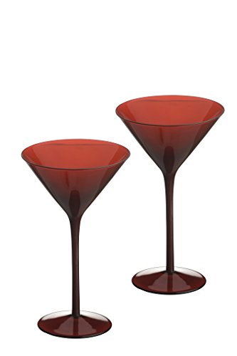 Midnight  service de 2 verres à martini  rouge