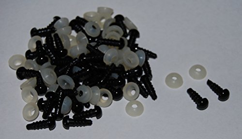 Lot de 25 Paires de yeux en plastique noir soli...