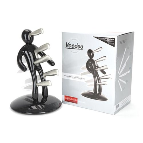 GC Noir brillant Raffaelle Iannello Voodoo Bloc à couteaux de cuisine + 5 Couteaux de Cuisine Série 2 code EAN 5055584317957 