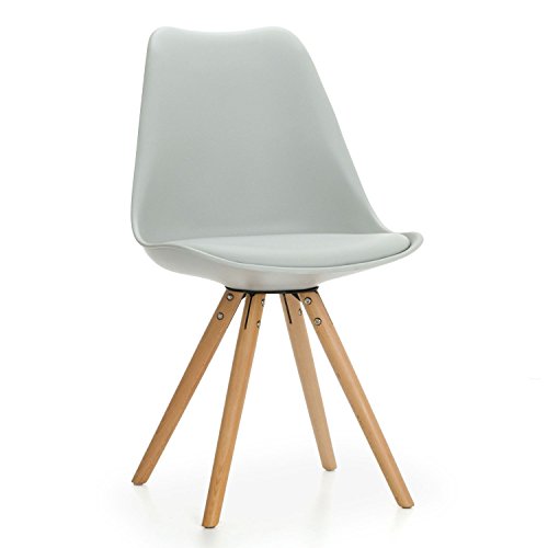 Mmilo® Moderne chaise en plastique de tulipe en forme d'étoile pieds en bois avec cushioned contemporain code EAN 5055588357256 