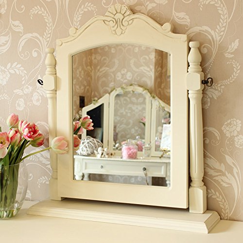 Belfort coiffeuse avec miroir pivotant crème