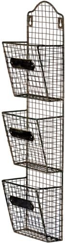 Porte-courrier mural en métal filaire avec 3 co...