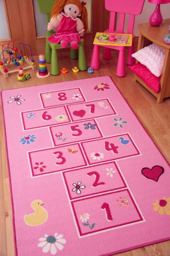 The Rug House Tapis rose pour fille avec motif marelle 80x150cm code EAN 5055636803971 