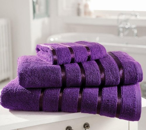 Bedding Online Luxury AUBERGINE 100% coton égyptien 600 g/m ² satinéà rayures-Serviette-Drap de bain code EAN 5055638157898 