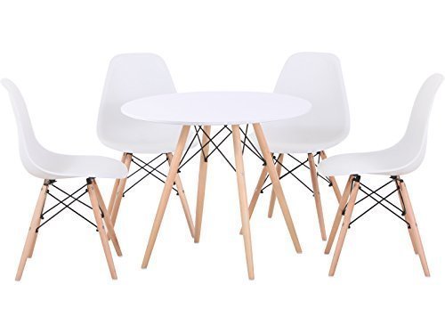 Seconique By home discount ltd tegan ensemble table à manger en bois naturel avec - table et 4 chaises - noir ou blanc - eames style art deco 5055641304401 (5055641304401)