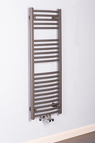 WarmeHaus Wärmehaus ® Sèche-serviettes eau chaude Karlskrona 484 W - 1186 x 500 Incurvé - Gris code EAN 5055653234970 