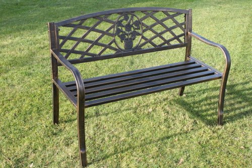 - banc de jardin métallique avec insert à motif...