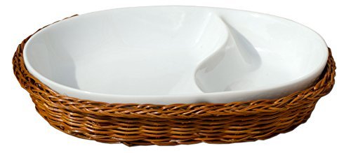 Contemporain Plat à servir ovale 2 compartiment...