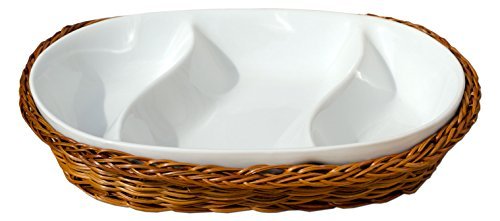 Contemporain-Plat ovale à servir 3 compartiment...