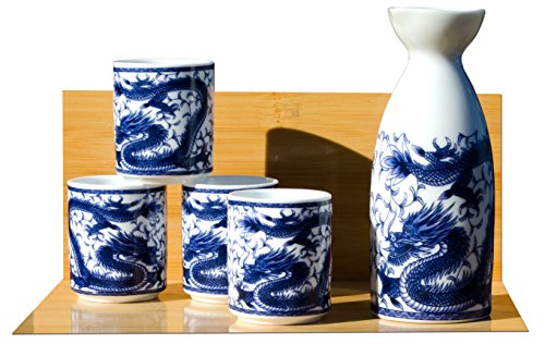 Dragon Service à saké 4 tasses sur blanc - Japo...