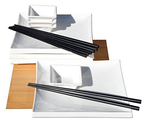 Style japonais Sushi en céramique carré Blanc L...