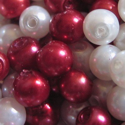 50 pièces 10 mm Perles En Verre - Rouge Mix - A...