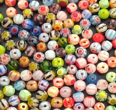 k2-accessories Millefiori Beads 100 pièces 4 mm Perles en Verre MILLEFIORI - Mixte - a5036 code EAN 5055682615900 
