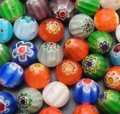 k2-accessories Millefiori Beads 100 pièces 8 mm Perles en Verre MILLEFIORI - a5034 a mixte code EAN 5055682615931 